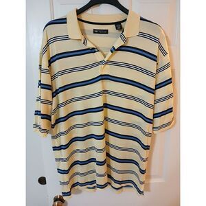 Wedge Men's Yellow &‎ Blue Striped Golf Polo Shirt Size XL 100% Cotton w/ Logo